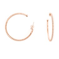 Boucles d'oreilles argent creoles medium serties rose