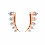 Boucles d'oreilles argent petite manchette rose