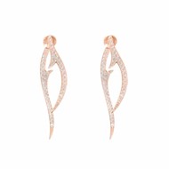 Boucles d'oreilles argent volute serti rose