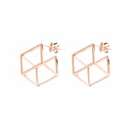 Boucles d'oreilles argent carre relief rose