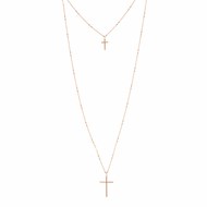 Collier argent sautoir brésilien croix rose