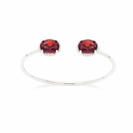 Bracelet jonc argent rhodié cristal rouge