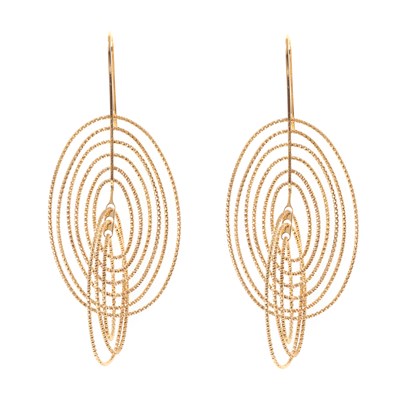 Boucles d'oreilles argent cascades ovales dore - vue V1