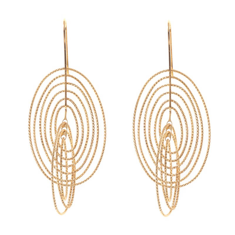 Boucles d'oreilles argent cascades ovales dore - vue V1