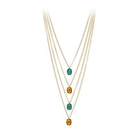 Collier argent doré multi rangs pierres vert et orange