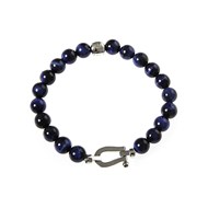 Bracelet argent mousqueton et pierres naturelles tigre bleu