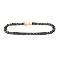 Bracelet argent dore riviere de diamants 2 rangs sertis noir