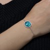 Bracelet Argent Rhodie Disque Bleu Serti - vue V3