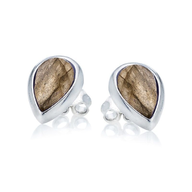 Boucle d'oreille argent 925 Labradorite naturelle