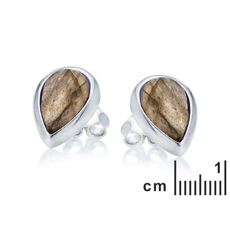 Boucle d'oreille argent 925 Labradorite naturelle - vue 2