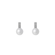Boucles d'oreilles 'Majesty' Or Blanc 375/1000 Perle Blanche