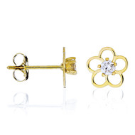 Boucles d'oreilles or jaune avec pierres FLEURIES