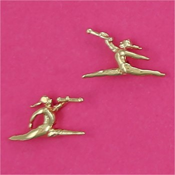 Twirling baton jump earrings - Gold-plated