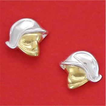 Earrings firefighter helmet F1 - Two-tone