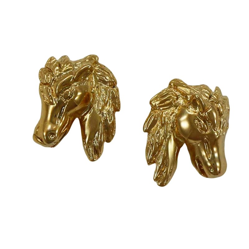 Boucles d'oreilles têtes de cheval - Plaqué or