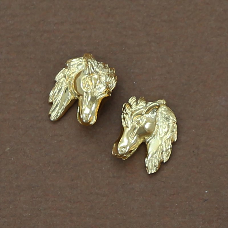 Boucles d'oreilles têtes de cheval - Plaqué or - vue 2