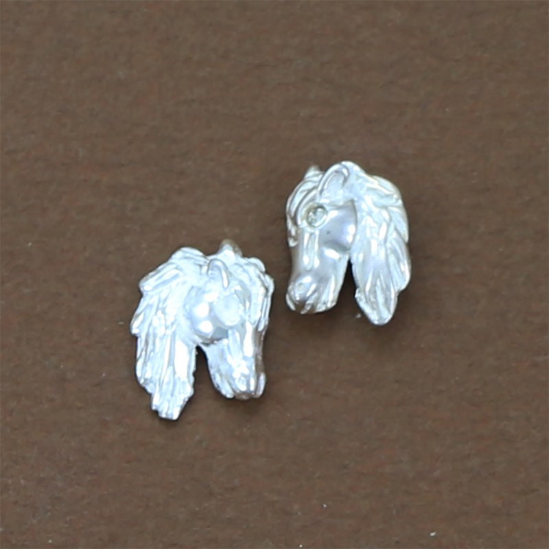 Boucles d'oreilles têtes de cheval - Argent massif - vue 2