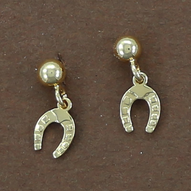 Boucles d'oreilles pendantes fer à cheval - Plaqué or - vue 2