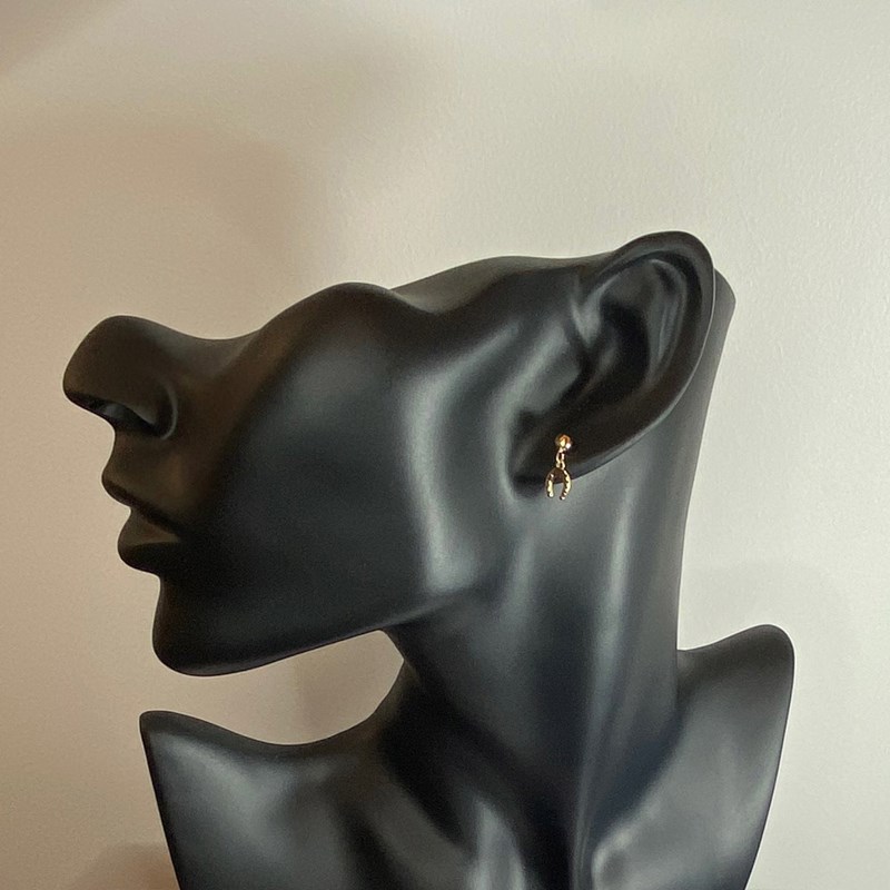 Boucles d'oreilles pendantes fer à cheval - Plaqué or - vue 3
