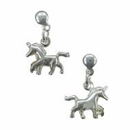 Boucles d'oreilles licornes pendantes - Argent massif