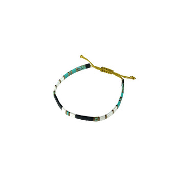 Claire BERTEAU Aqua armband Platte glazen kralen 1