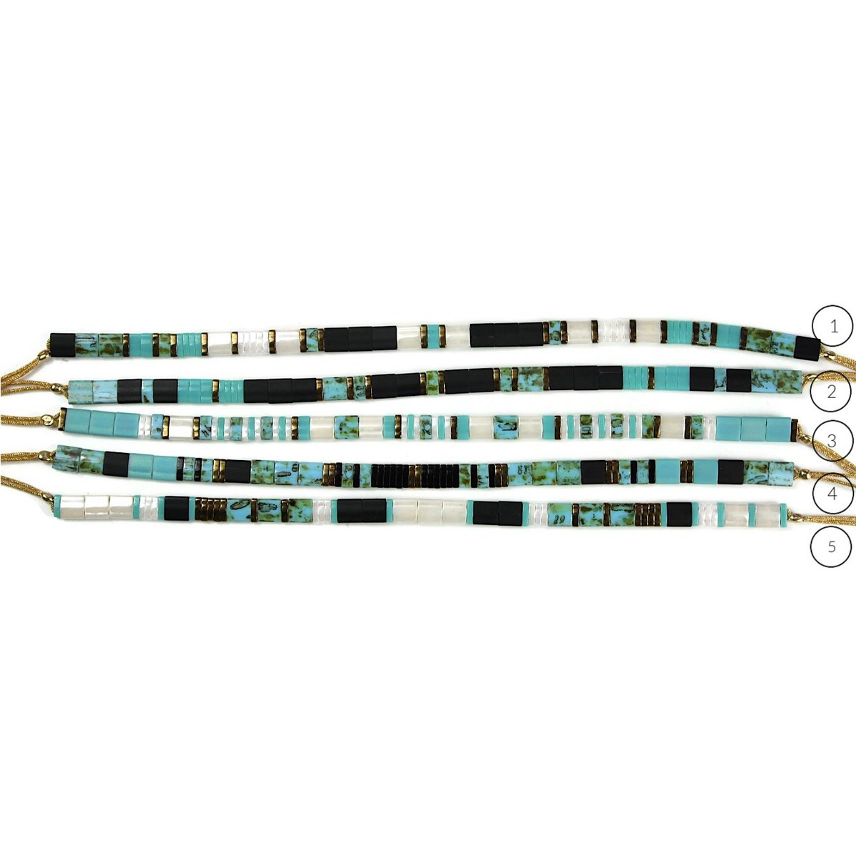 Bracelet Claire BERTEAU Aqua Perles plates en verre 2 - vue 4