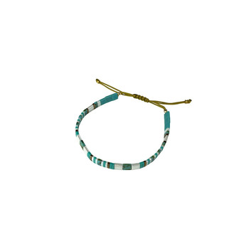 Claire BERTEAU Aqua armband Platte glazen kralen 3