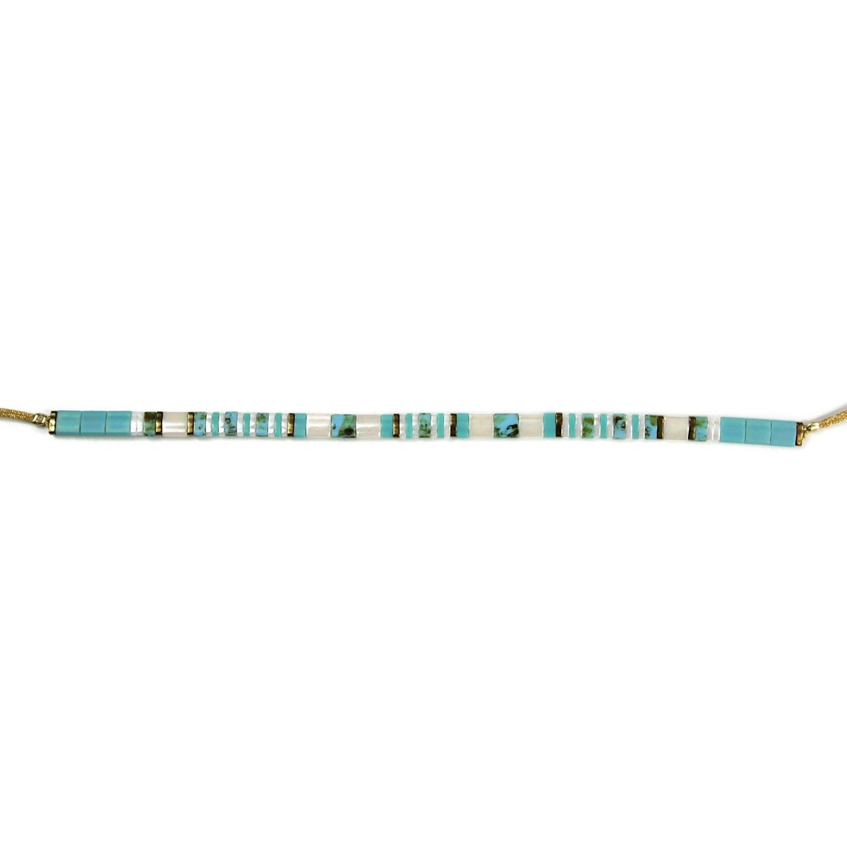 Bracelet Claire BERTEAU Aqua Perles plates en verre 3 - vue 2