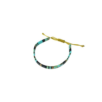 Claire BERTEAU Aqua armband Platte glazen kralen 4