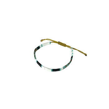 Claire BERTEAU Aqua armband Platte glazen kralen 5