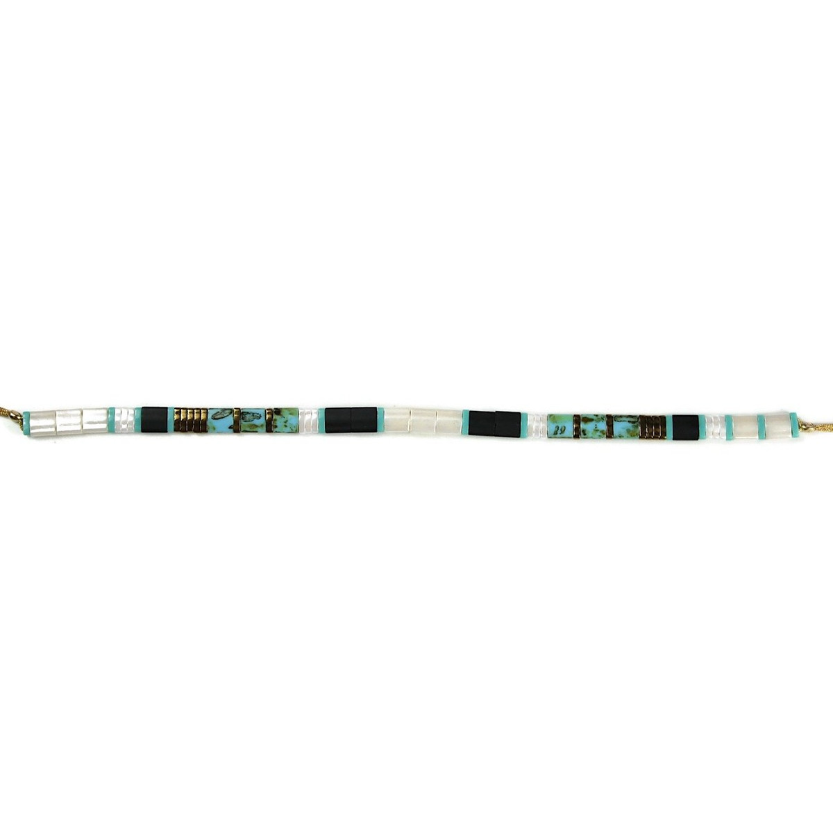 Bracelet Claire BERTEAU Aqua Perles plates en verre 5 - vue 2
