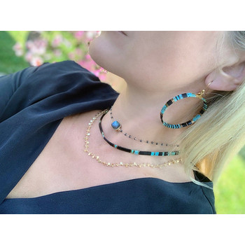 Créoles Claire BERTEAU Aqua Perles plates en verre 2