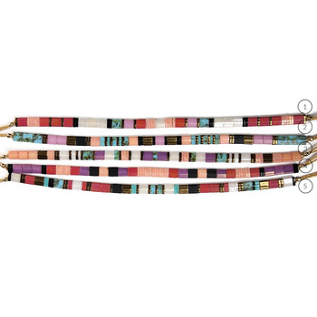 Claire BERTEAU Kleurrijke armband Platte glazen kralen 4