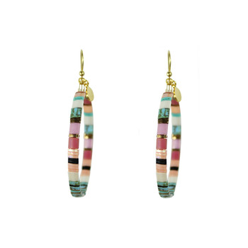 Créoles Claire BERTEAU Colorful Perles plates en verre 1