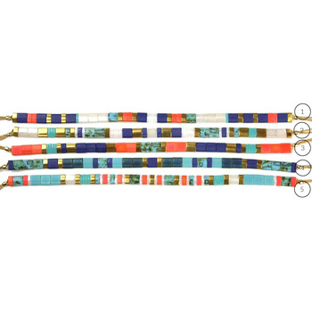 Claire BERTEAU Koraal armband Platte glazen kralen 2