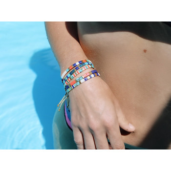 Claire BERTEAU Koraal armband Platte glazen kralen 3