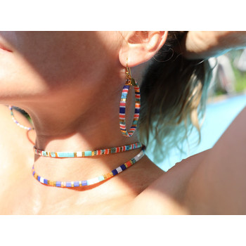 Créoles Claire BERTEAU Coral Perles plates en verre 1