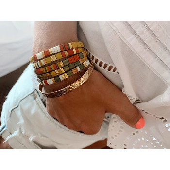 Claire BERTEAU Zonsopgang armband Platte glazen kralen 3