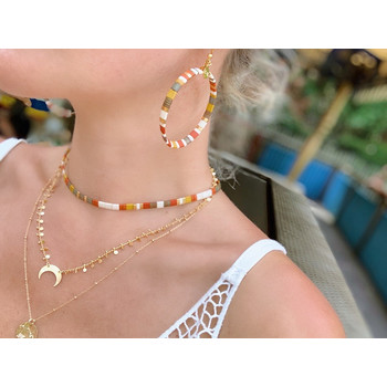 Créoles Claire BERTEAU Sunrise Perles plates en verre 1