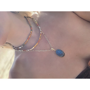 Bracelet 5 tours Claire BERTEAU Sunrise Perles plates en verre