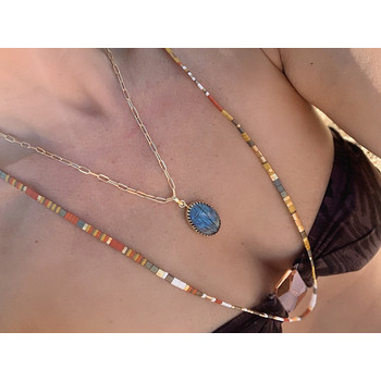 Bracelet 5 tours Claire BERTEAU Sunrise Perles plates en verre