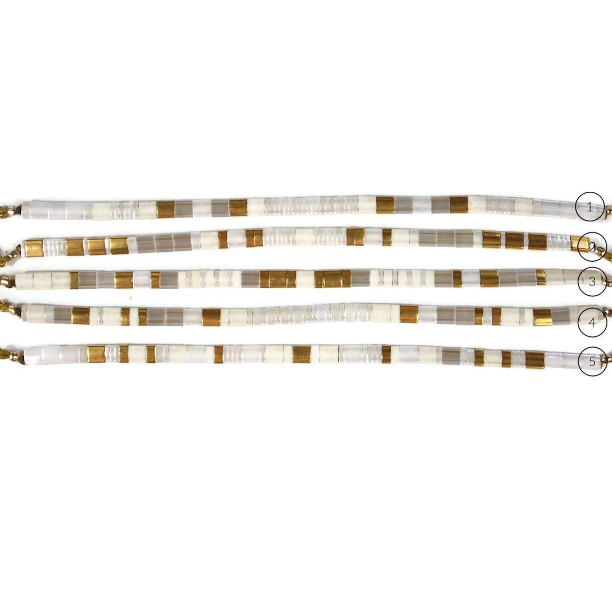Bracelet Claire BERTEAU White Perles plates en verre 1 - vue 5