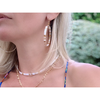 Créoles Claire BERTEAU White Perles plates en verre