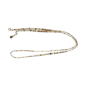 Bracelet 5 tours Claire BERTEAU White Perles plates en verre