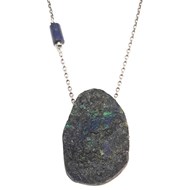 Sautoir Azurite Malachite - Pierre Brute et Argent 925