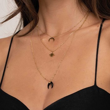 Multi rangs Lunes acier dorées