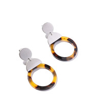Boucles d'oreilles anneau acrylique léopard