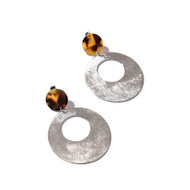 Boucles d'oreilles anneau acrylique léopard