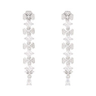 Boucles d'oreilles soirée longues bleu cristal