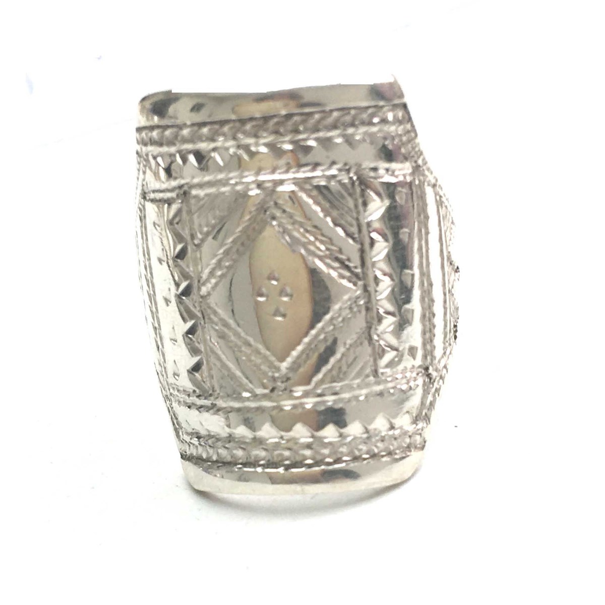 Bague chevalière argent gravée motifs touaregs - vue 3